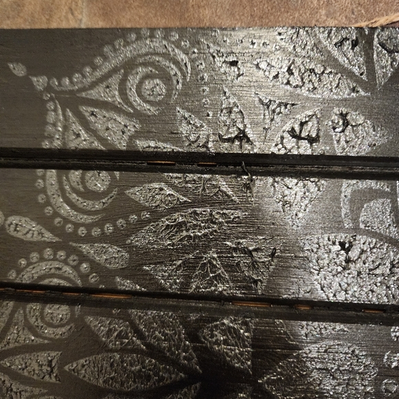 HANDCRAFTED Upcycled Black Wood Panel Board HANDPAINTED Mandala Wall Art Decor - Picture 10 of 17
